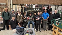 Attendees of Red Rocks Community College posing with the donation from NIBCO and Webstone.