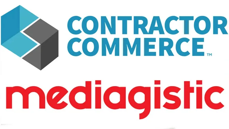 Logos for Contractor Commerce and Mediagistic. 