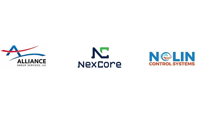 Alliance Group Announces Acquisition of Nolin Control Systems The logos for Alliance Group, NexCore, and Nolin Control Systems.