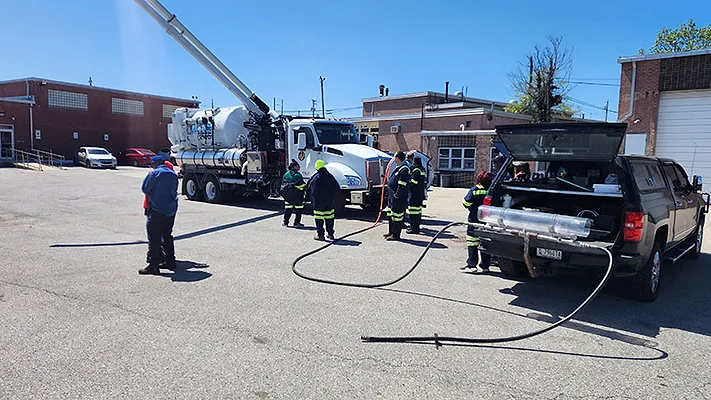 Finding the Sweet Spot in Sewer Line Cleaning A sewer line cleaning demonstration.
