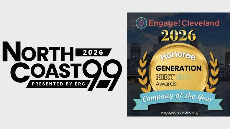 The NorthCoast 99 logo and an infographic announcing the Company of the Year award.