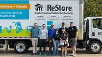 Sonnhalter Tool Drive Donates $25,000 to Greater Cleveland Habitat The Sonnhalter team in front of a ReStore truck.
