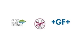Logos for Great River Greening, Uponor, and the Minnesota Twins.