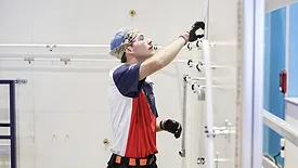 Charles "Charlie" Goede competing at the WorldSkills Plumbing & Heating competition. 