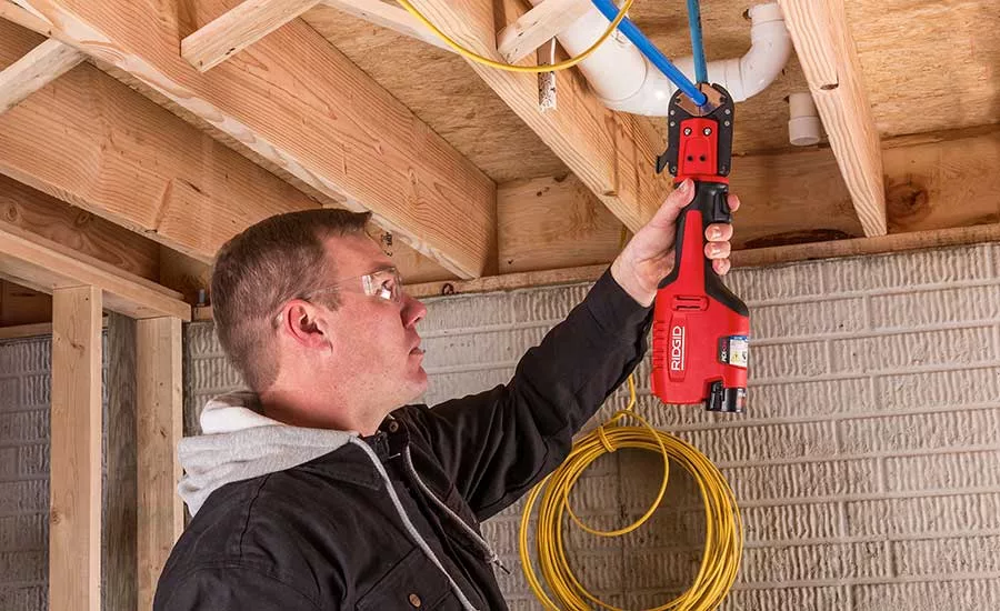 The RIDGID PEX-One 12V battery PEX tool