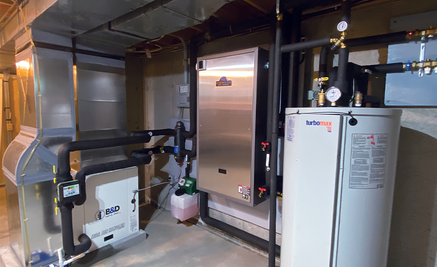 Indoor Heat Pump Unit, B&D Air Handler, and Turbomax Water Heater