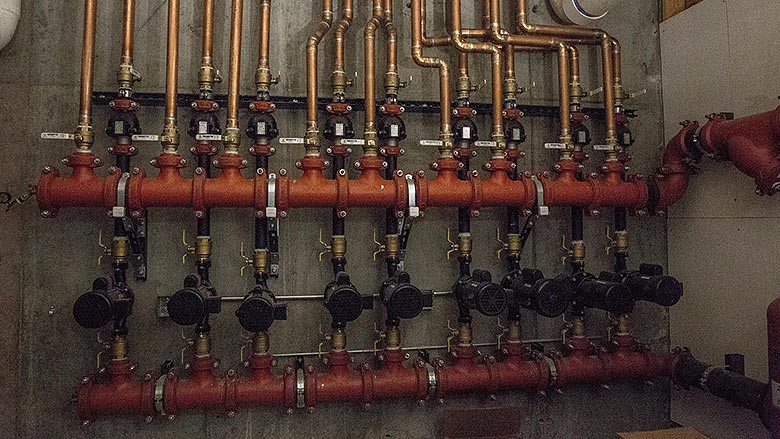 connected 165 loops of RAUPEX pipe back to nine custom-made manifolds