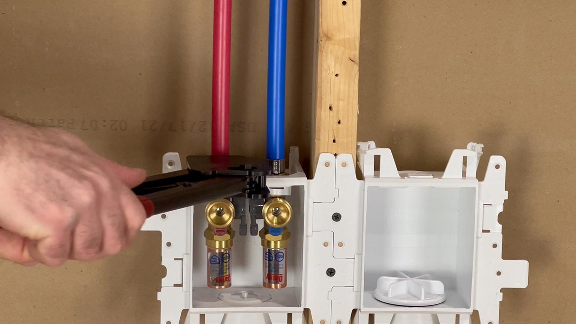 Secure the water lines into the valve bodies