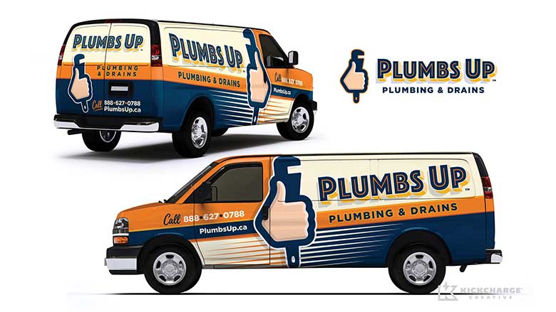 Plumbs Up Plumbing Drains - KickCharge Creative