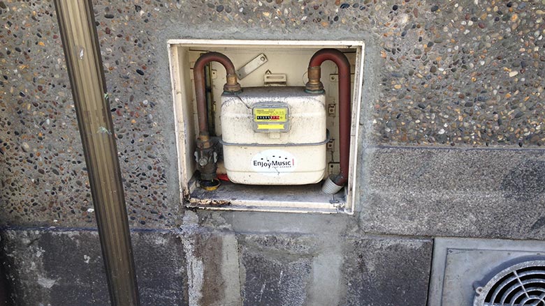 A typical gas meter installation