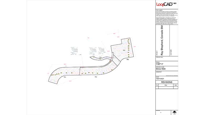 A CAD drawing details the snow-melt project