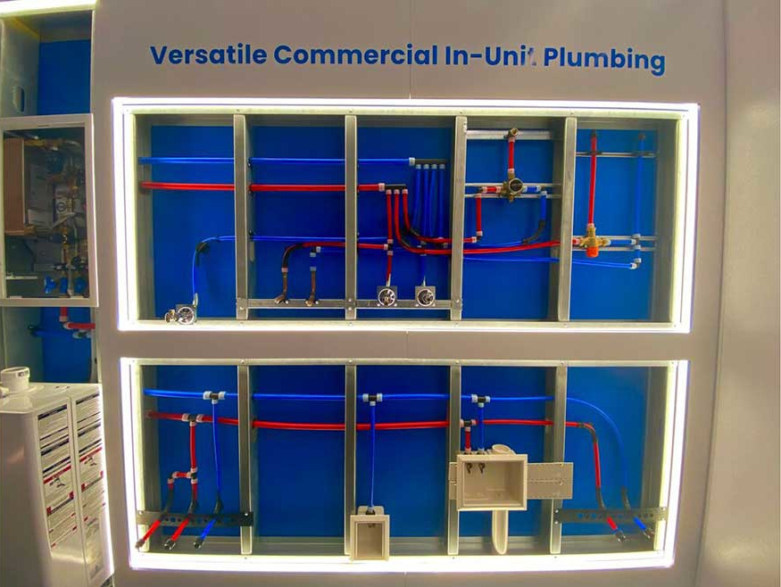 Uponor Experience Center product showcase room interactive display