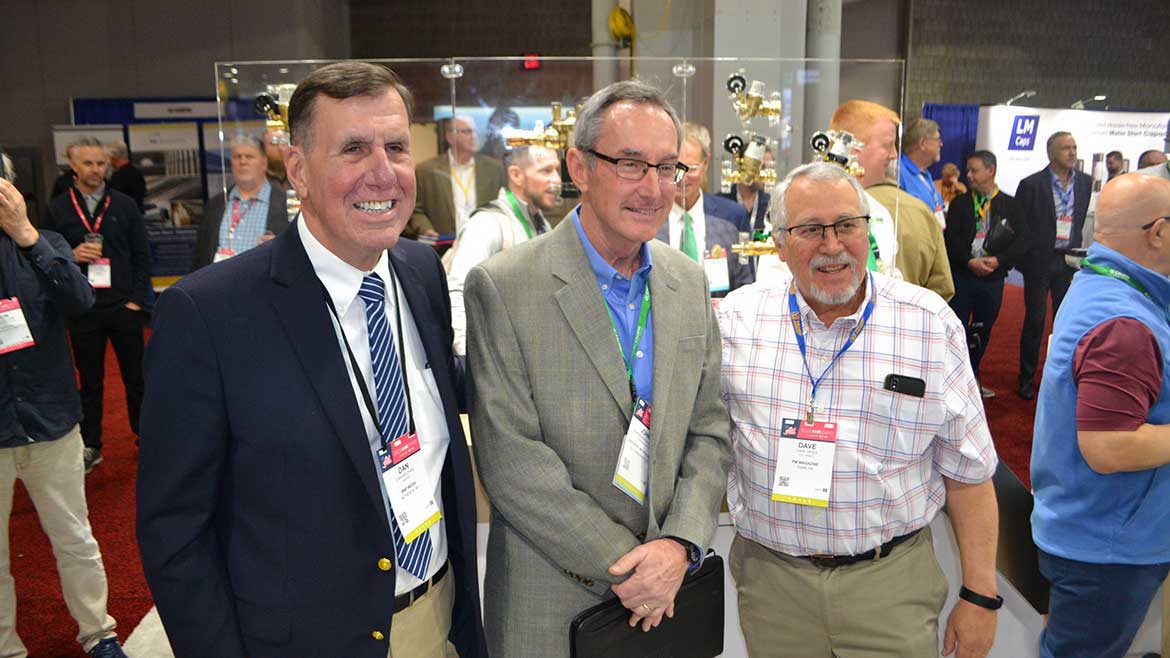 Left to Right: Dan Holohan with fellow Plumbing & Mechanical Columnists John Siegenthaler and Dave Yates during the 2023 AHR Expo.