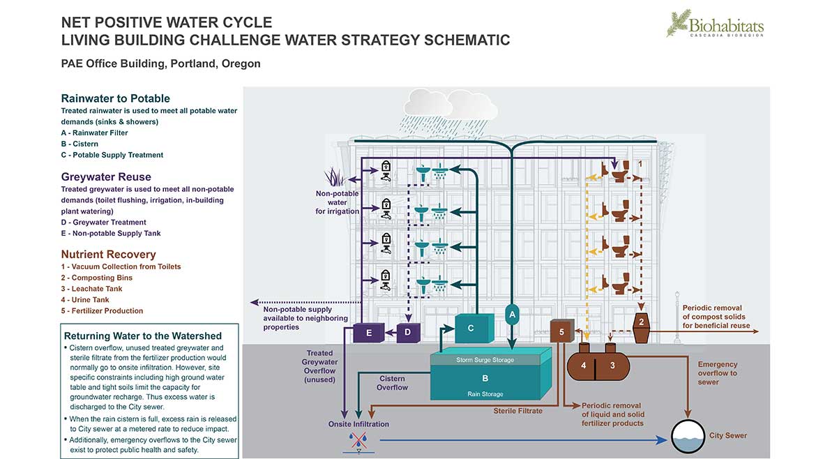 PAE Living Building in Portland, Oregon, PAE LBC All-Water Strategy