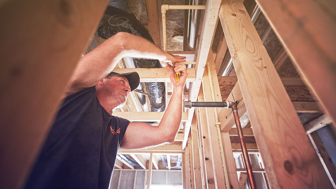 Worker working on a residential installation.