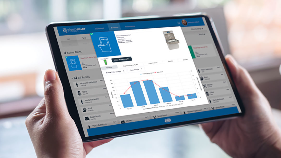 Zurn Elkay’s plumbSMART software integrates with a variety of smart plumbing products.