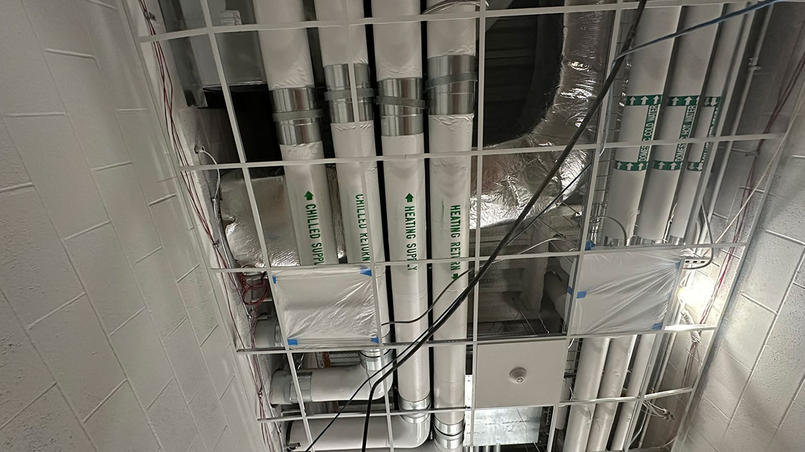 University sports complex unique mechanical room.