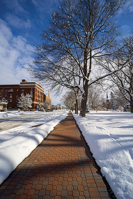 Snow melt on sidewalk