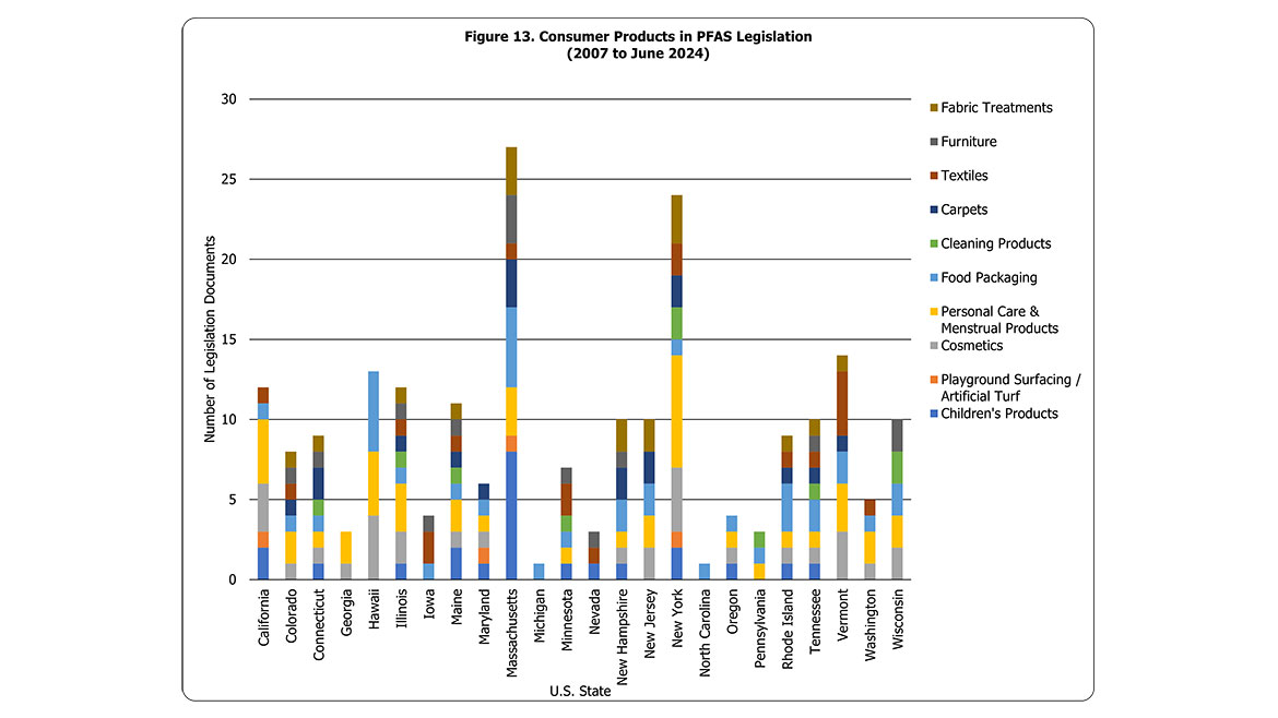 Figure 13. Consumer Products in PFAS Legislation (2007 to June 2024)