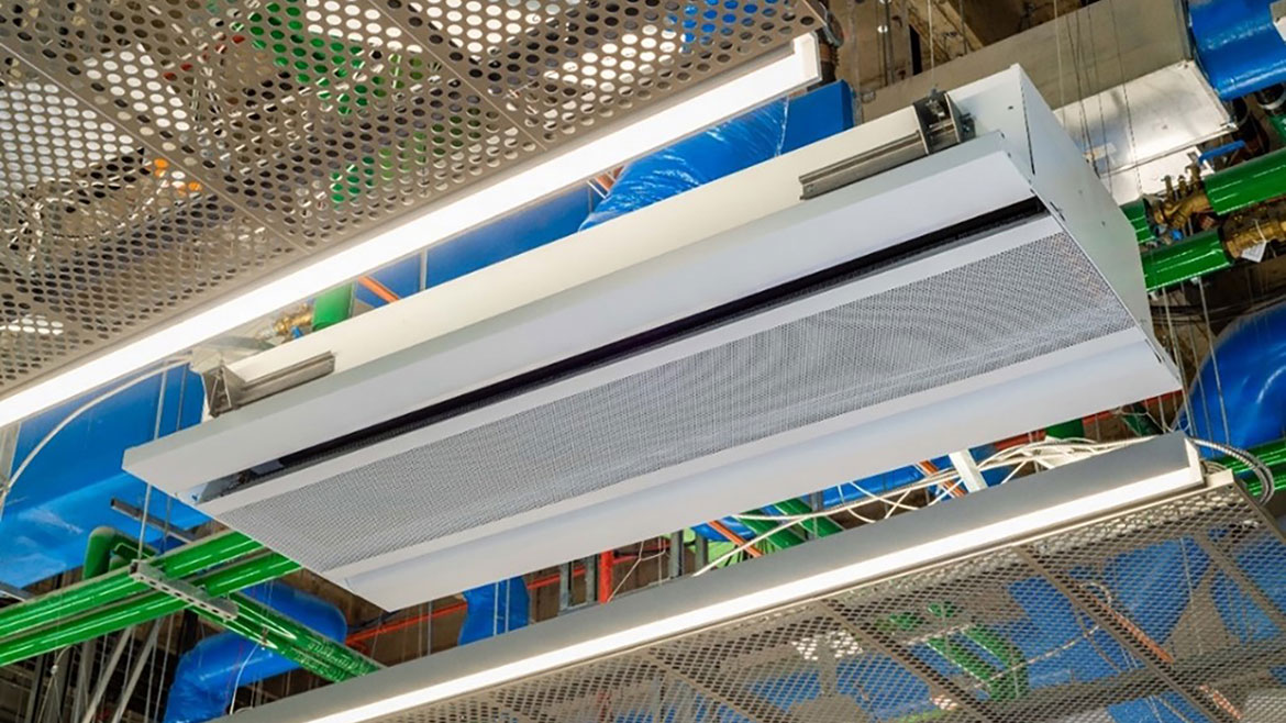 Perforated ceiling with active chilled beam and systems beyond.