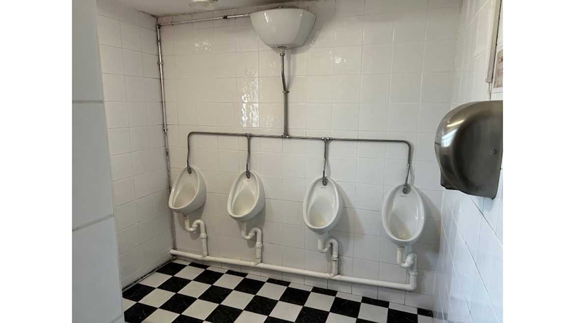 “S” trap installation of urinals.