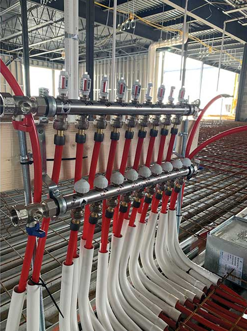 Edward Little High School radiant heating installation by REHAU.