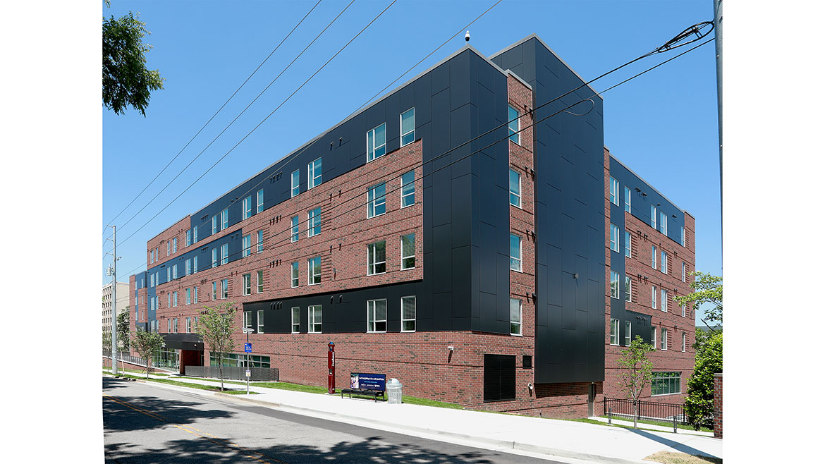 The exterior of the new Meharry Medical College Living-Learning Center in downtown Nashville, TN