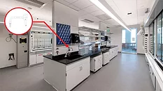 Laboratory faucet with vacuum breaker.