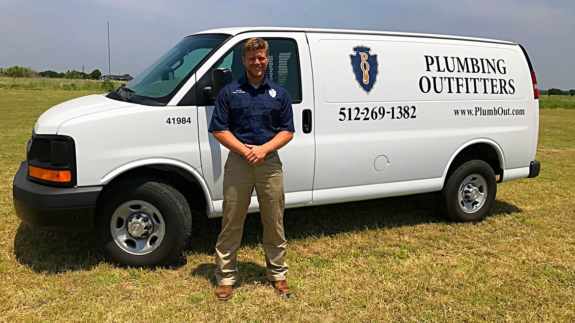 Plumbing Outfitters old trucks, pre rebrand.