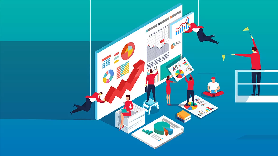 Illustration of team work and data analysis.