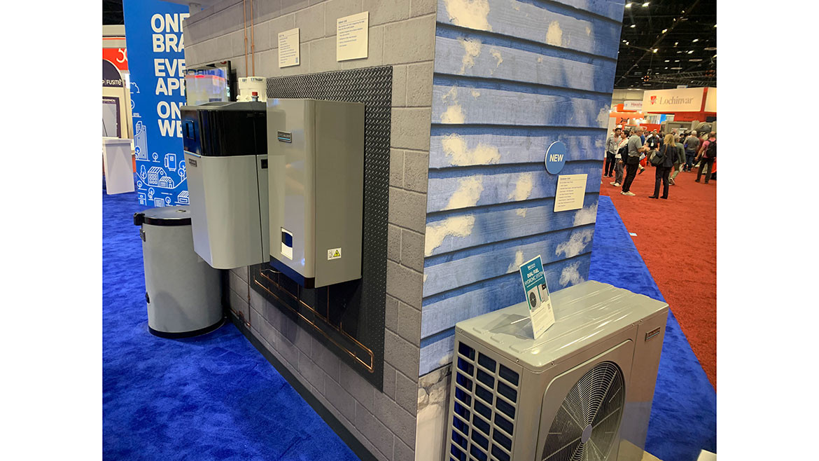 Weil McClain’s new Eco Hybrid dual fuel hydronic system at the AHR Expo.