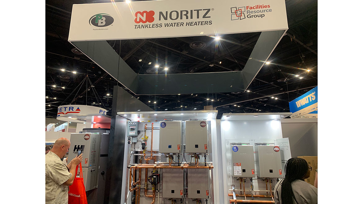 Noritz tankless water heaters booth at the AHR Expo.