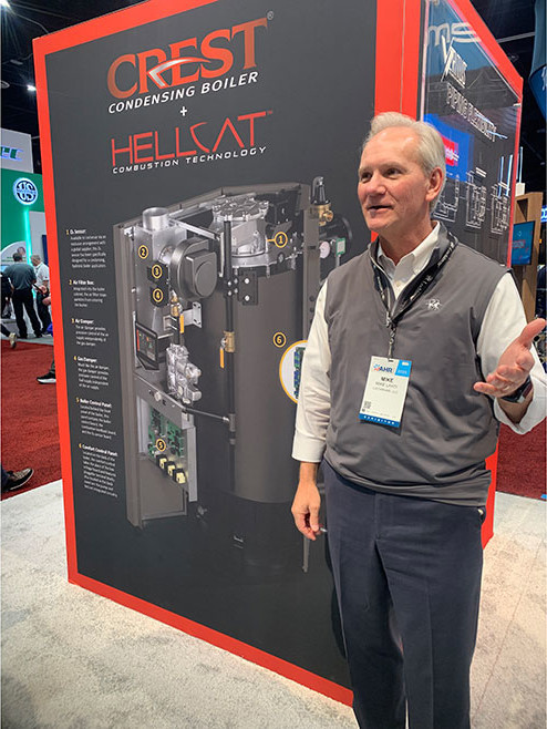 Lochinvar’s Mike Lahti at the Hellcat boiler display.