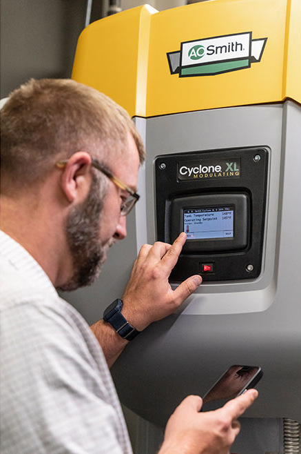 A technician using the AOS Cyclone XL.