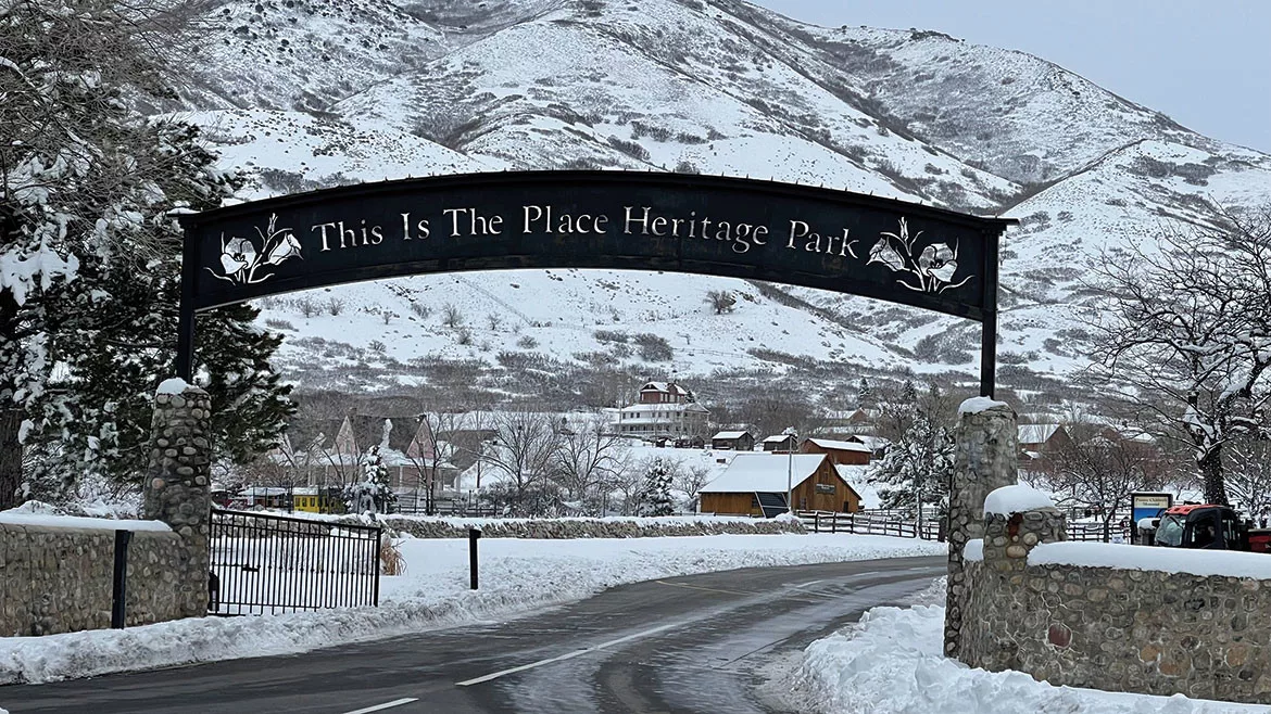 This Is The Place Heritage Park entrance located on the east side of Salt Lake City.