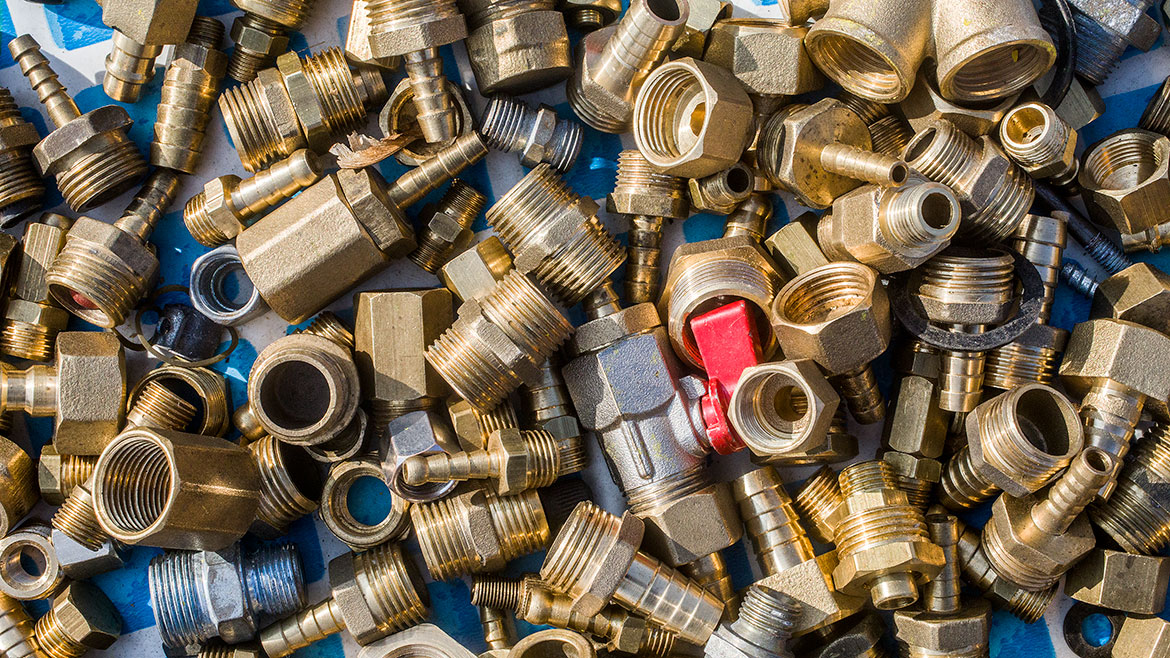 Plumbing pipe connectors, corners, fittings, nipples.