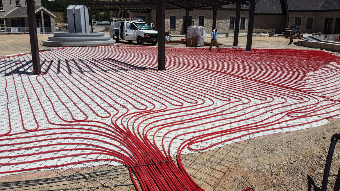 Rehau installed a hydronic snow and ice melting system for This is the Place Heritage Park in Salt Lake City, Utah.