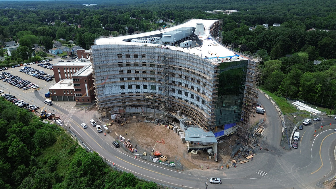 Aerial view of the Holyoke Soldiers Home under construction in Holyoke, MA.