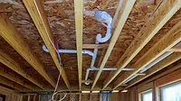 Waste PVC pipe drainage system inside building, piping on the ceiling Waste PVC pipe drainage system inside building, piping on the ceiling of home.