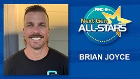 Brian Joyce headshot, name, Next Gen ALL-STARS badge on a blue scatch design background.