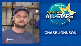 Chase Johnson headshot, name, Next Gen ALL-STARS badge on a blue scatch design background.