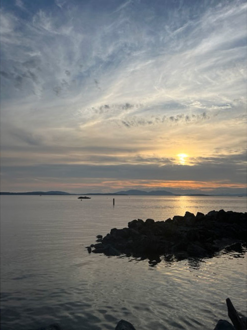 Pacific Northwest water scene at sunset