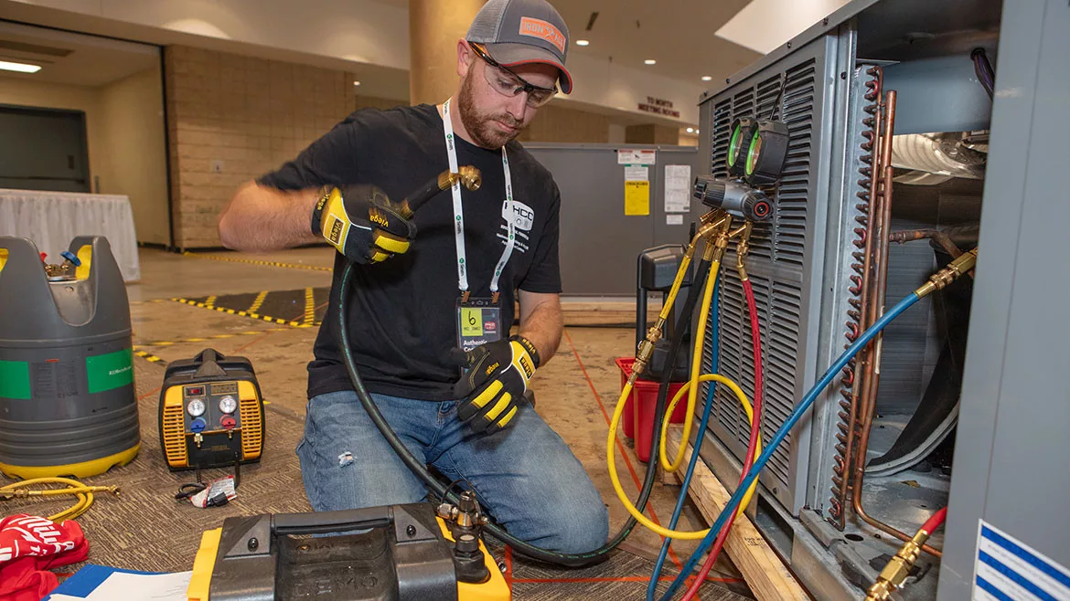 An apprentice from PHCC member companies competing at PHCC Connect.