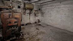 Old heating system in a basement.