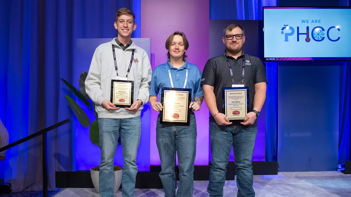 Daniel Pritchett, Josh Vogt and Cody Green, the winners of PHCC’s 2025 Apprentice Contest.