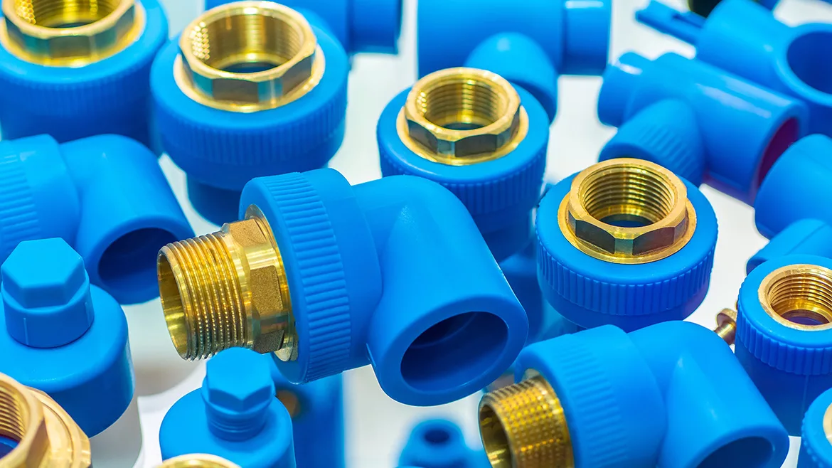 PVC Pipe connections, PVC Pipe fitting, PVC Coupling. Stainless steel Fittings for pipes. Details pipes different types collection of water tube industry gas valve