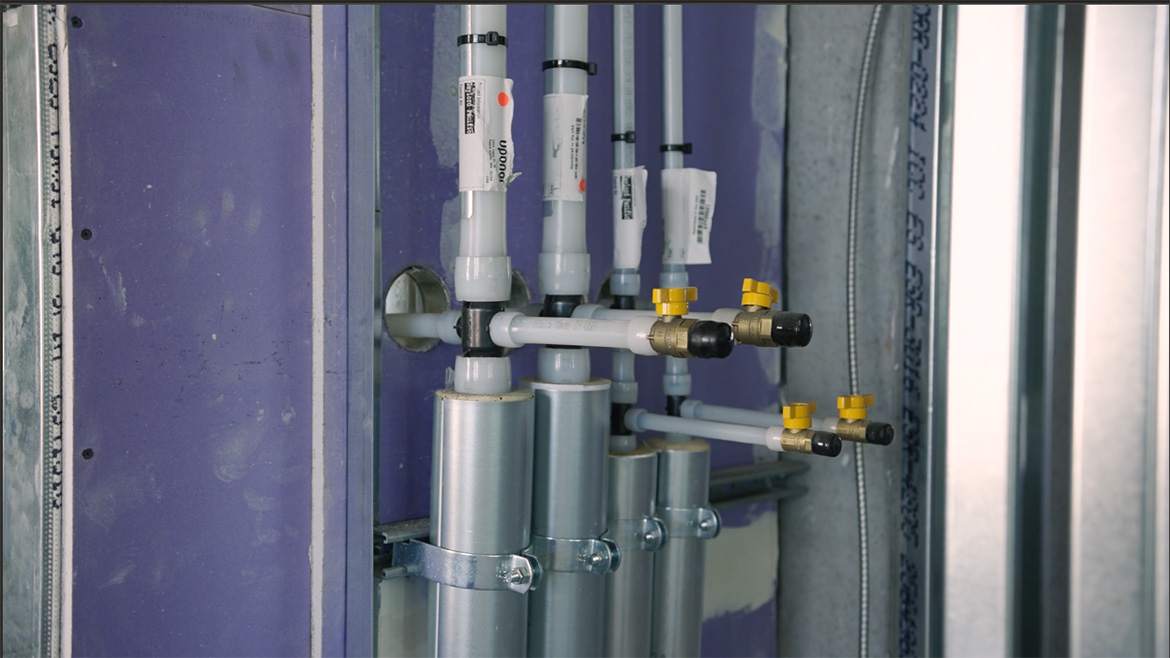 Uponor Prefabricated PEX Risers for domestic water and hydronic distribution piping systems.