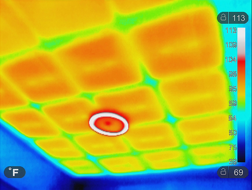 FLIR (Forward-Looking Infrared) thermal imaging cameras view of the Therma-HEXX panel.