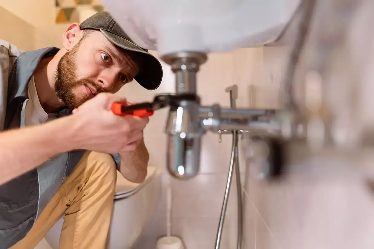 Plumber Fixing Sink