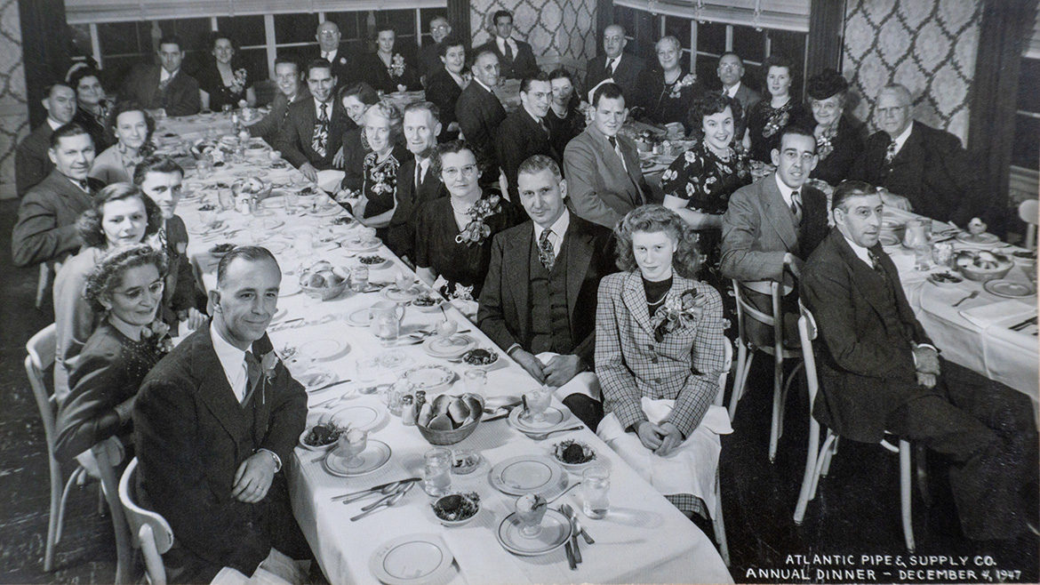 Charles D. Sheehy staff at the Atlantic Pipe & Supply Co. annual dinner in 1947